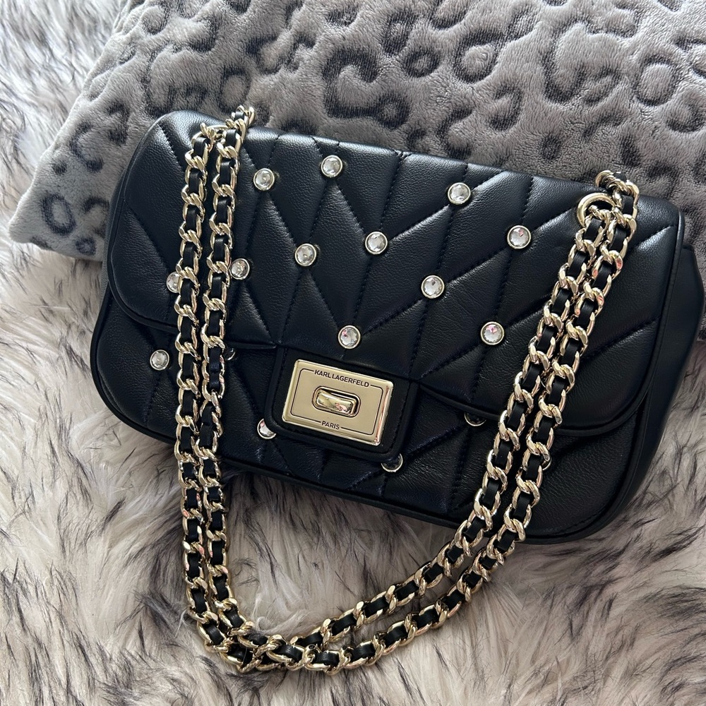 Karl Lagerfeld Black Quilted Chain Bag